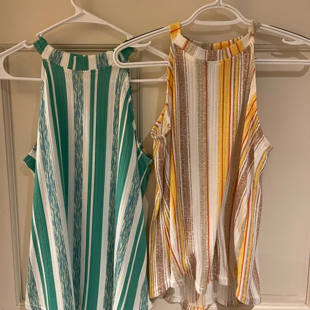 Striped High-Neck Tank Top - Green (small)  and Yellow (medium) both will ship
